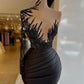 Black Short Evening Dress, Cocktail Party Dress, Beaded Evening Dress, Formal Homecoming Dresses Y23