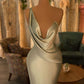 Sage Green Silk Satin Evening Dress,Elegant Long Prom Gown , Reception Dress Y736