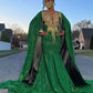 Unique Design Mermaid Green Sequins Prom Dress With Cape  Y116