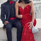 Shiny Mermaid Red Sequin Evening Dress Elegant Formal Gown  Y663