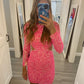 Shiny Pink Sequins Short Homecoming Dress Cute Party Dress Y445