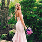 Elegant Pink Strapless Mermaid Prom Dress,Charming Evening Dress Y1469