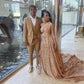Sparkly Rose Gold Sequin Prom Dress With Train,Sexy Evening Gown Y1436