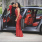 Halter Neckline Mermaid Red Prom Dress Charming Formal Gown For Black Girls Y662