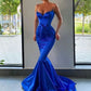 Stunning Royal Blue Long Trumpet/Mermaid Spaghetti Straps Prom Dresses Y161