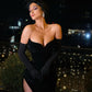 Sexy Black Mermaid Long Prom Evening Dresses with High Split Y1355