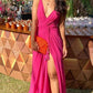 Beautiful V Neck Long Prom Evening Dresses With Slit Y1242
