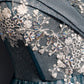 Blue tulle lace long prom dress off shoulder evening dress s105