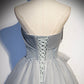 Gray tulle sequins long prom dress formal dress s81