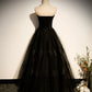 Black tulle long A line prom dress black evening dress s68