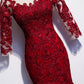 Burgundy lace long prom dress mermaid evening dress s110
