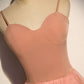 Pink tulle long prom dress A line evening dress s92