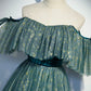 Cute tulle sequins long prom dress A line evening dress s90