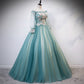 Green tulle lace long ball gown dress formal dress s107