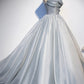 Gray tulle lace long ball gown dress formal dress s91