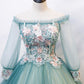 Green tulle lace long ball gown dress formal dress s107