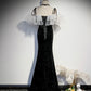 Black velvet long prom dress mermaid evening dress s57
