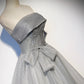 Gray tulle sequins long prom dress formal dress s81