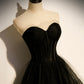 Black tulle long A line prom dress black evening dress s68