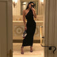 Fashion Sheath One Shoulder Black Evening Dresses Y1328