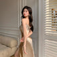 Silver/Golden Satin Spaghetti Strap Sexy Prom Dress,Bridesmaid Dress Y1345