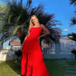 Sexy Red Spaghetti Straps Long Prom Dress,Graduation Dress Y1350