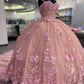 Luxurious Pink 3D Applique Ball Gown Princess Dress Sweet 16 Dress Y824