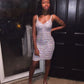 Gorgeous V Neck White Sequins Party Dress,Cocktail Dress,Short Homecoming Dress Y830