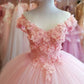 Off The Shoulder Pink Tulle Prom Dress,Pink Princess Dress,Sweet 15 Dress Y1123