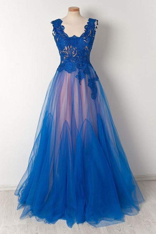 Lace Prom Dresses,Chic Prom Dresses, Sexy Prom Gown,Square Long Prom Dress Y937