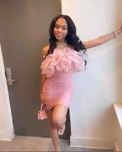 22th Birthday Outfit Dress,Pink Homecoming Dress,Sexy Party Dress ,Black Girls Dress Y864