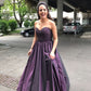 Purple Long Prom Dress Evening Dresses Beaded Bodice Y878