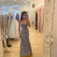 Elegant Mermaid Spaghetti Straps Lace Prom Dress,Charming Evening Dress Y880