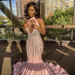 Classy Pink Sleeveless Mermaid Prom Dress,Charming Formal Gown Y976