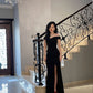 Elegant Off The Shoulder Black Prom Dress With Side Split  Y1011
