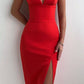 Spaghetti Straps Black /Royal Blue /Pink /White/ Red Simple Prom Dress With Split S26644