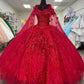 Red Quinceanera Dresses 3D Flowers Appliques Ball Gown Sweet 16 Dress Y585