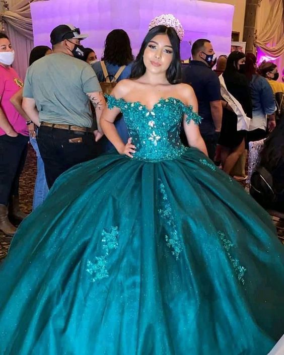 Off The Shoulder Glitter Quinceanera Dress Ball Gown Y608