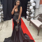 Mermaid Black V Neck Prom Dress Charming Evening Dress With Train Y543