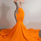Orange Mermaid Prom Dress Sleeveless Evening Dress Charming Evening Dress Y567