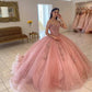 Off The Shoulder Pink Tulle Ball Gown Sweet 16 Dress Princess Dress Y582