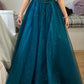 Glitter A-line V Neck Spaghetti Straps Prom Dress Generous Beaded Evening Dress Y660