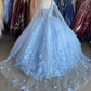 Blue flowers  tulle ball gown , chic prom dress S26907