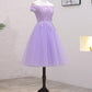 Light Purple Lace And Tulle Off The Shoulder Homecoming Dress S11189
