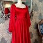 Charming Red Satin Vintage Prom Dress,Red Long Sleeves Graduation Dress Y1186