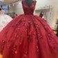 Princess Ball Gown Quinceanera Dresses,Lace Beaded V Neck Sweet 16 Dress Y1213